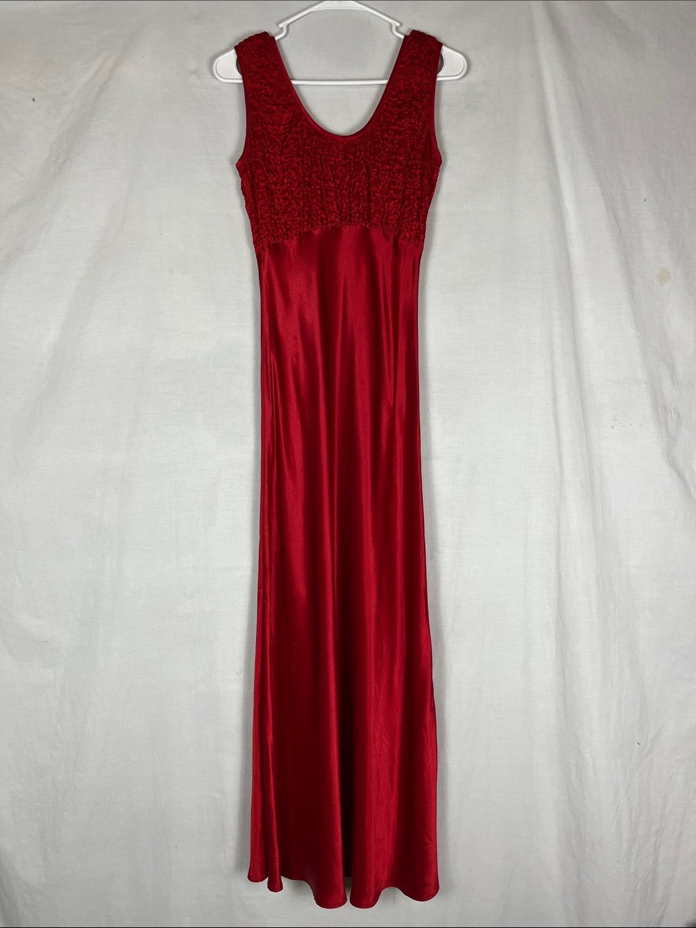 Vintage 90s Blondie and Me Evening Red Satin Slip Maxi Dress